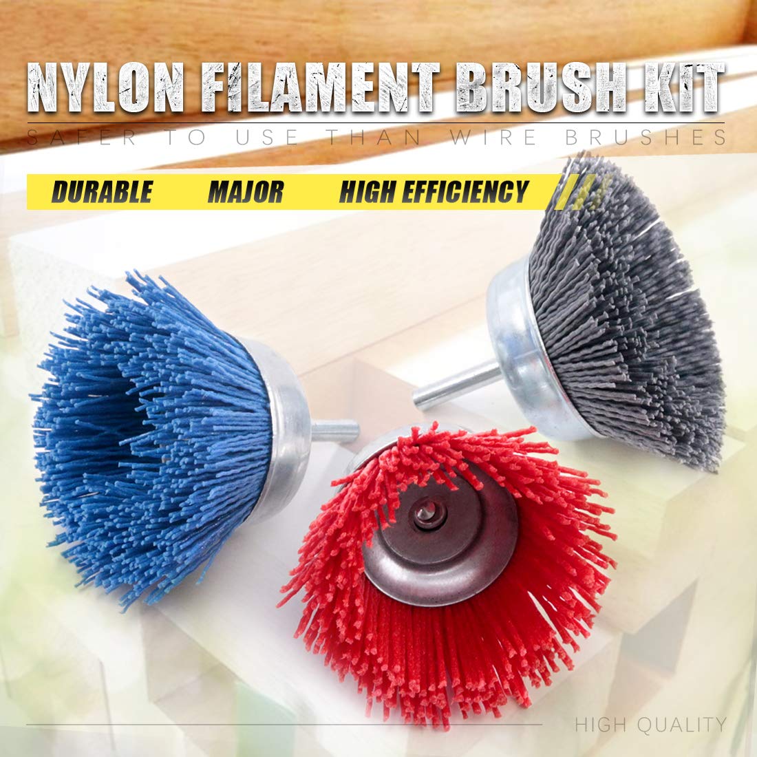 80 Grit Nylon Abrasive Wheel with 1//4 in Paint 4 in Shank brush remove Rust