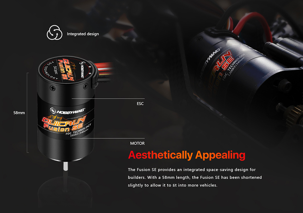 Hobbywing Fusion SE 1/10 Brushless Motor and ESC 40A 2 in 1 1200KV