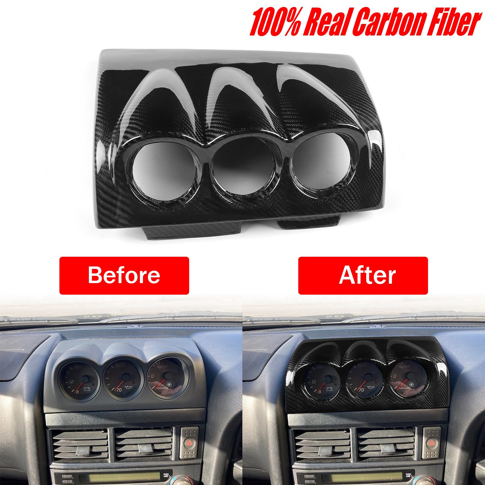 Carbon Fiber 52mm Dash Gauge Pod Covers For Nissan Skyline R34 GTR