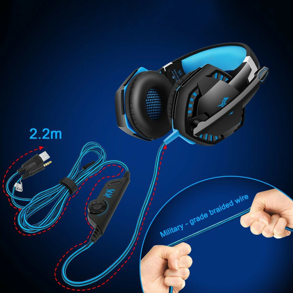 3 5mm Gaming Headset Mic Led Headphones Stereo Bass Surround For Pc Ps4