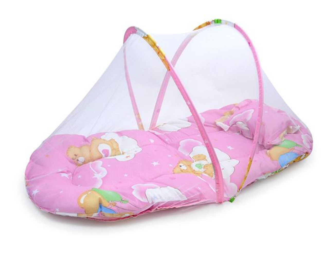 Small Portable Baby Bed Crib Folding Mosquito Net Infant Cushion Protect From Mosquito Flies Insects And Other Annoying Giving Your Baby A Sound Sleep Finely Woven Net Chemical Free Soft Comfortable Cushion