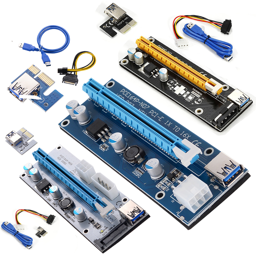 lot of USB 3.0 PCI-E 1-16X Powered Extender Riser Adapter Card 4pin SATA