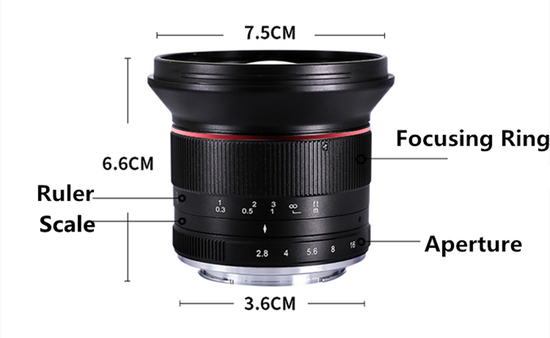KAXINDA 12mm f/2.8 Wide Angle Manual Lens for Fujifilm XT3 XT2 XPRO2