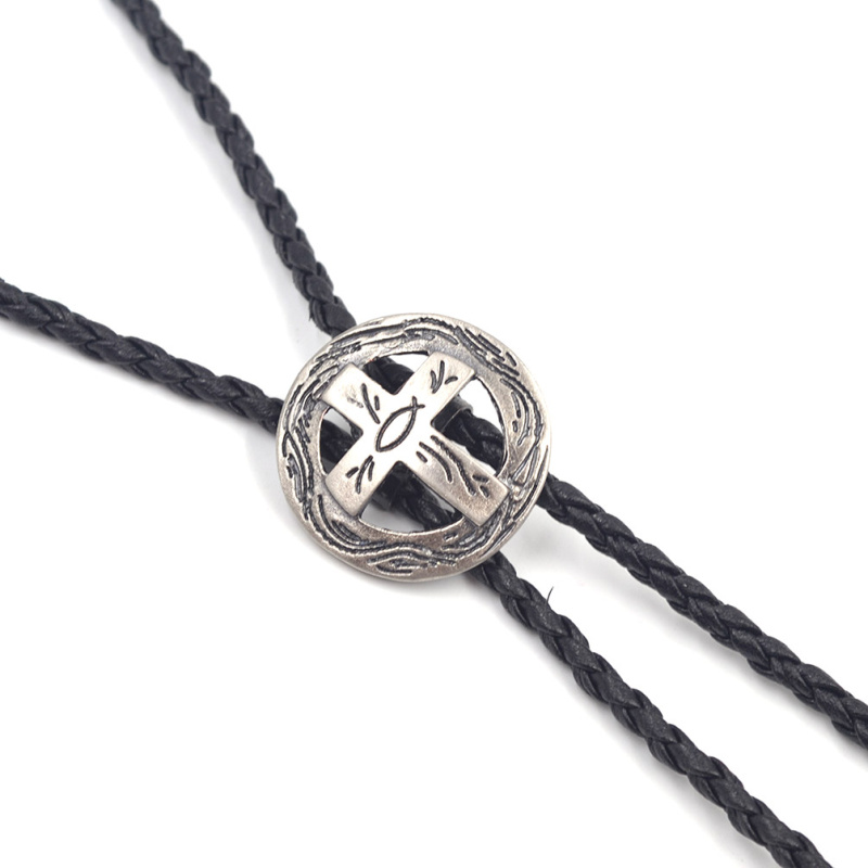 Bolo Tie Women Bolo Tie, Handmade Round Shape Western Cowboy Bola Tie Black Cowgirl Jewelry - Foto 12