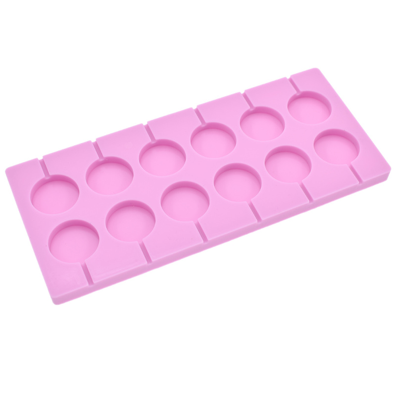 Round Silicone Lollipop Baking Hard Candy Mold DIY Mould With Sticks 12