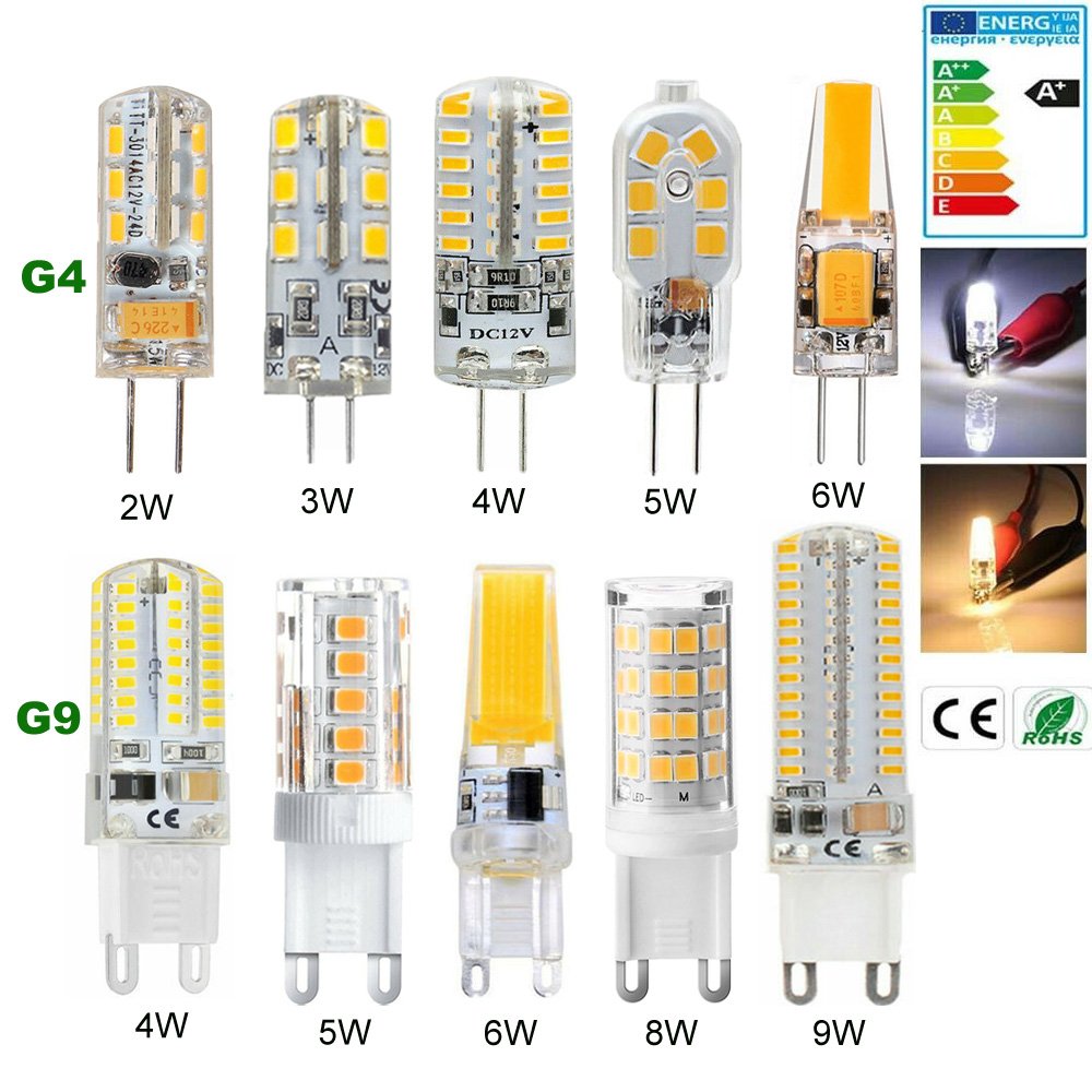 G4 G9 LED bulb 2W 3W 4W 5W 6W 8W 9W halogen Capsule light socket bulb 12V/ 220V