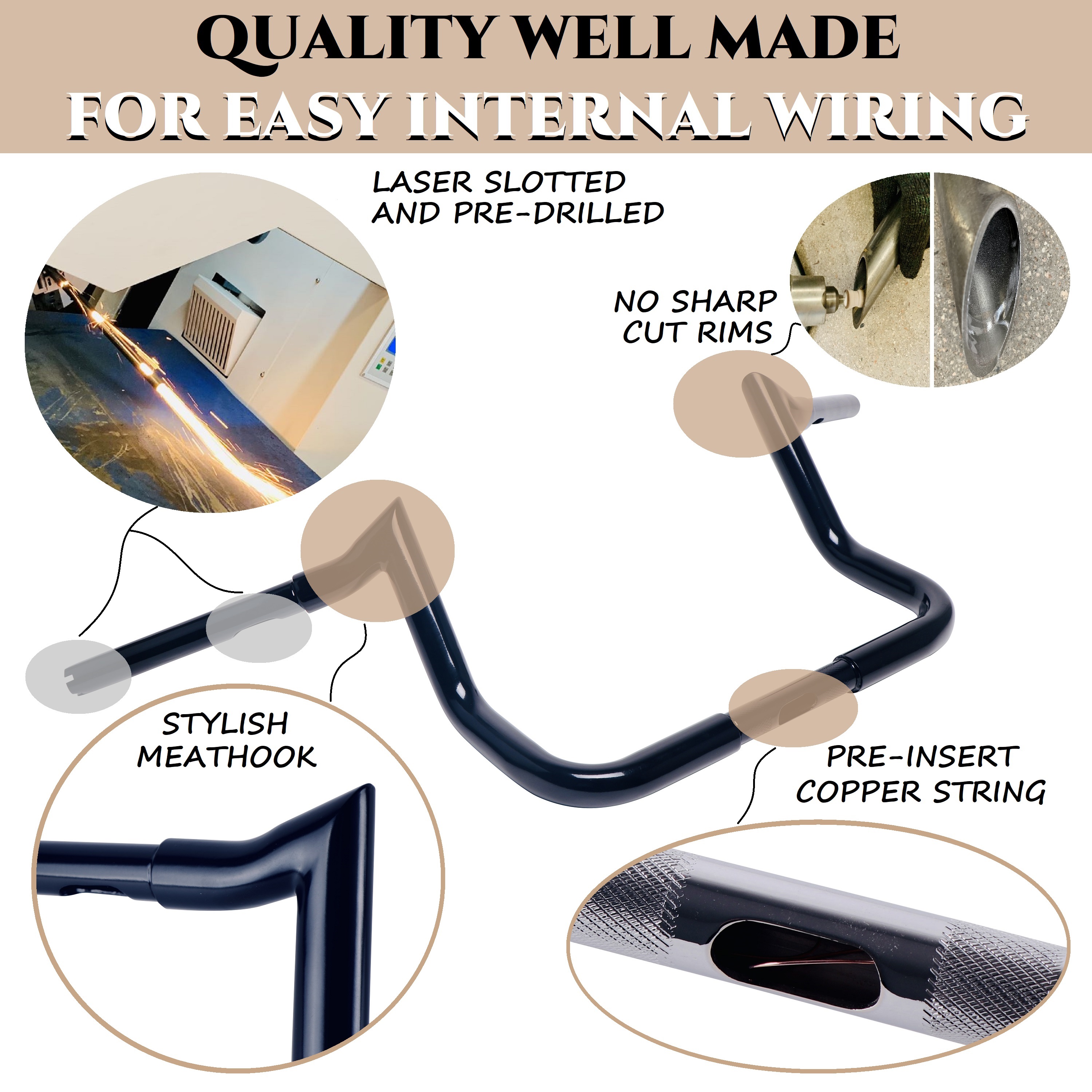 thumbnail image 2 of ANIT 1-1/4" Black 10 Bagger Handlebars For Harley Touring & Bagger (1996-Up) 2 of 6