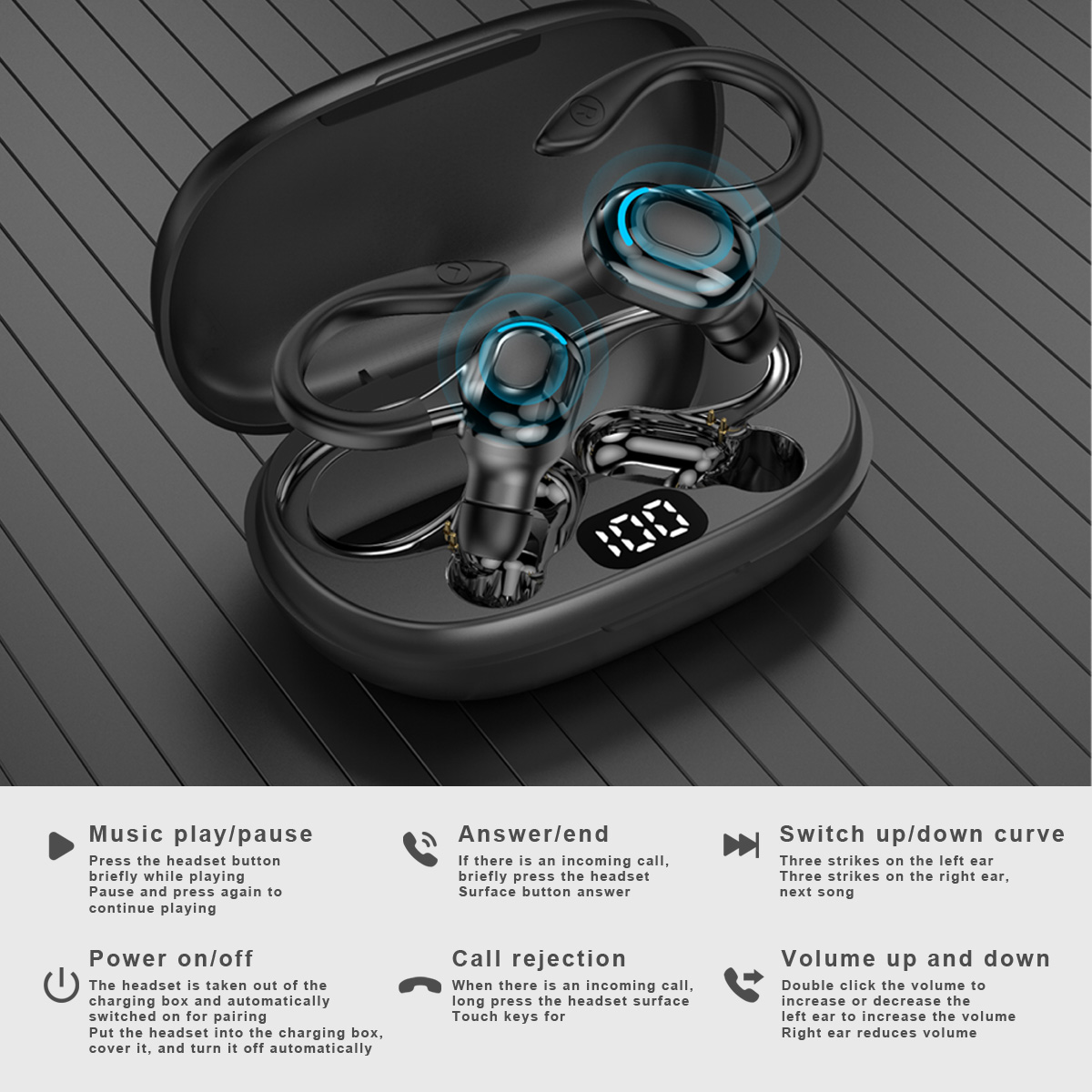 TWS Bluetooth 5.0 Headset Wireless Earphones Earbuds Sports Stereo Headphones