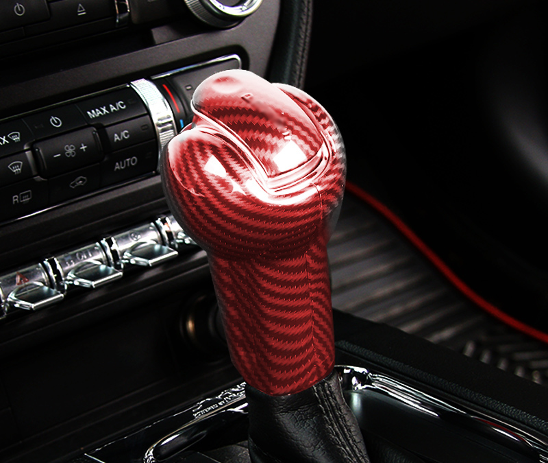 mustang shift knob red carbon fiber