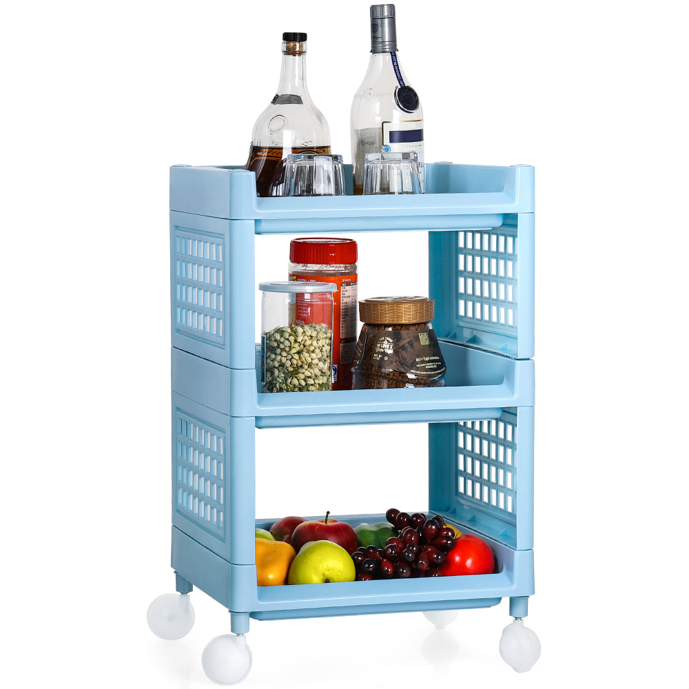 3-Tier Fruit Vegetable Storage Cart Kitchen Rack Holder Stand with ...