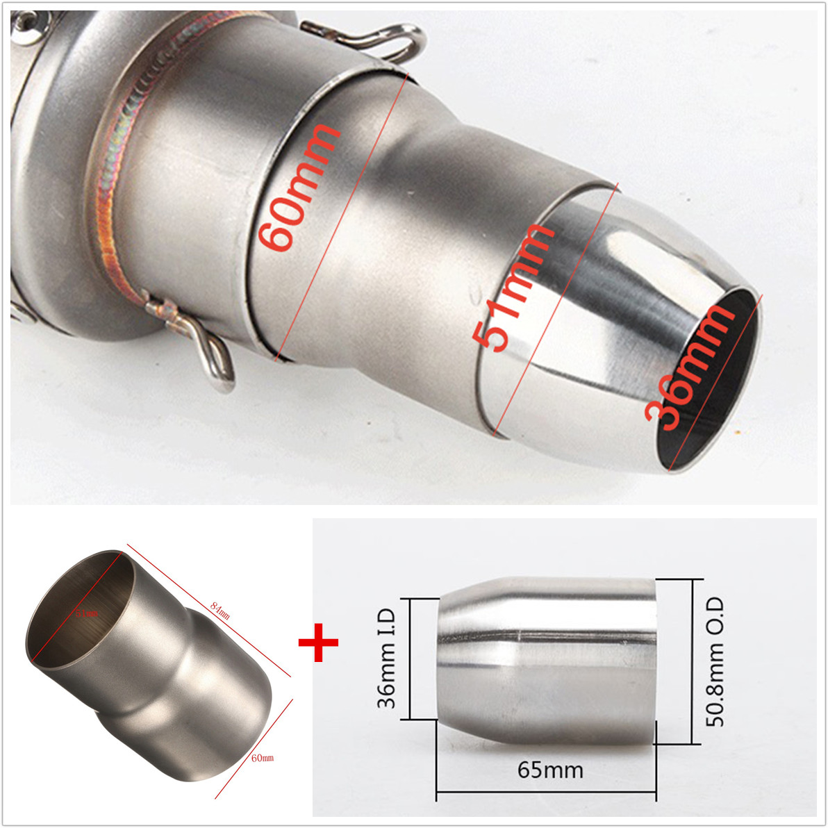 6051mm36mm Motorcycle Exhaust Adapter Welding Head Reducer Connector