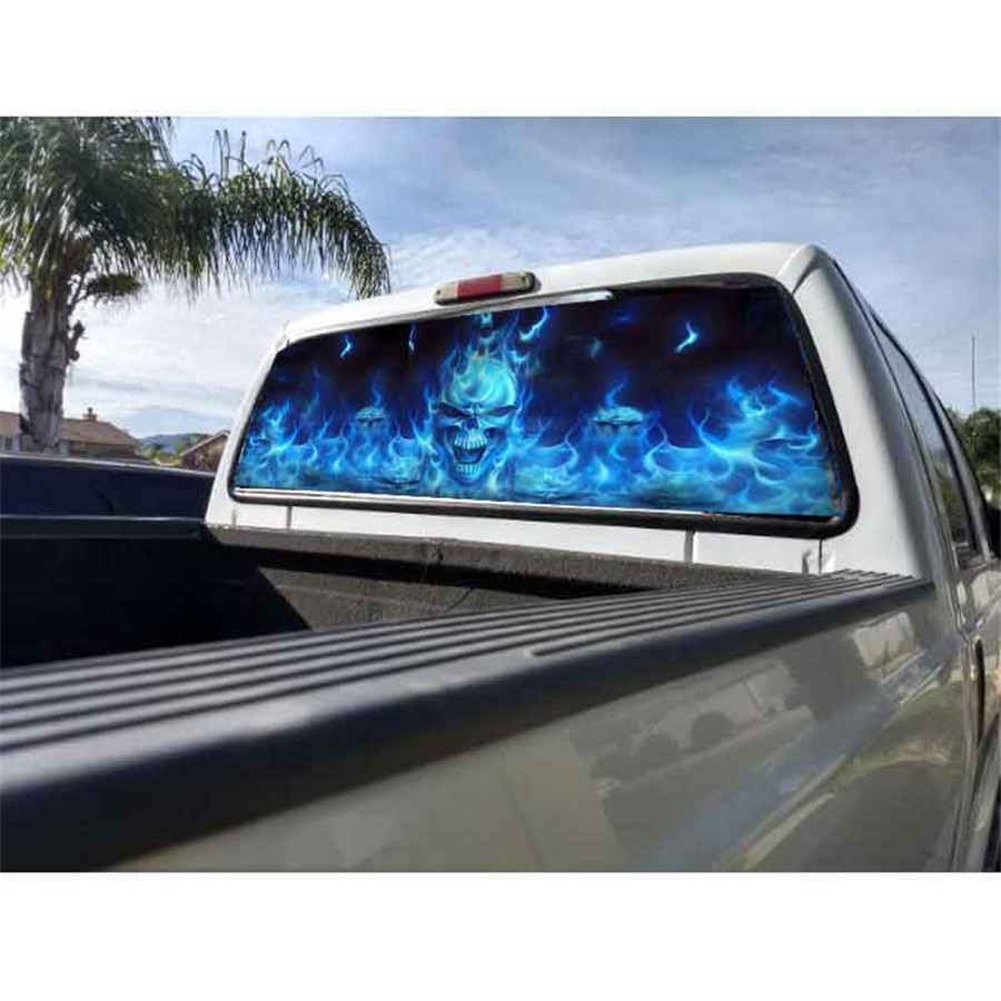 Flaming Skull Rear Window Tint Graphic Decal Wrap Back Truck Tailgate 22x65 Ebay 8331