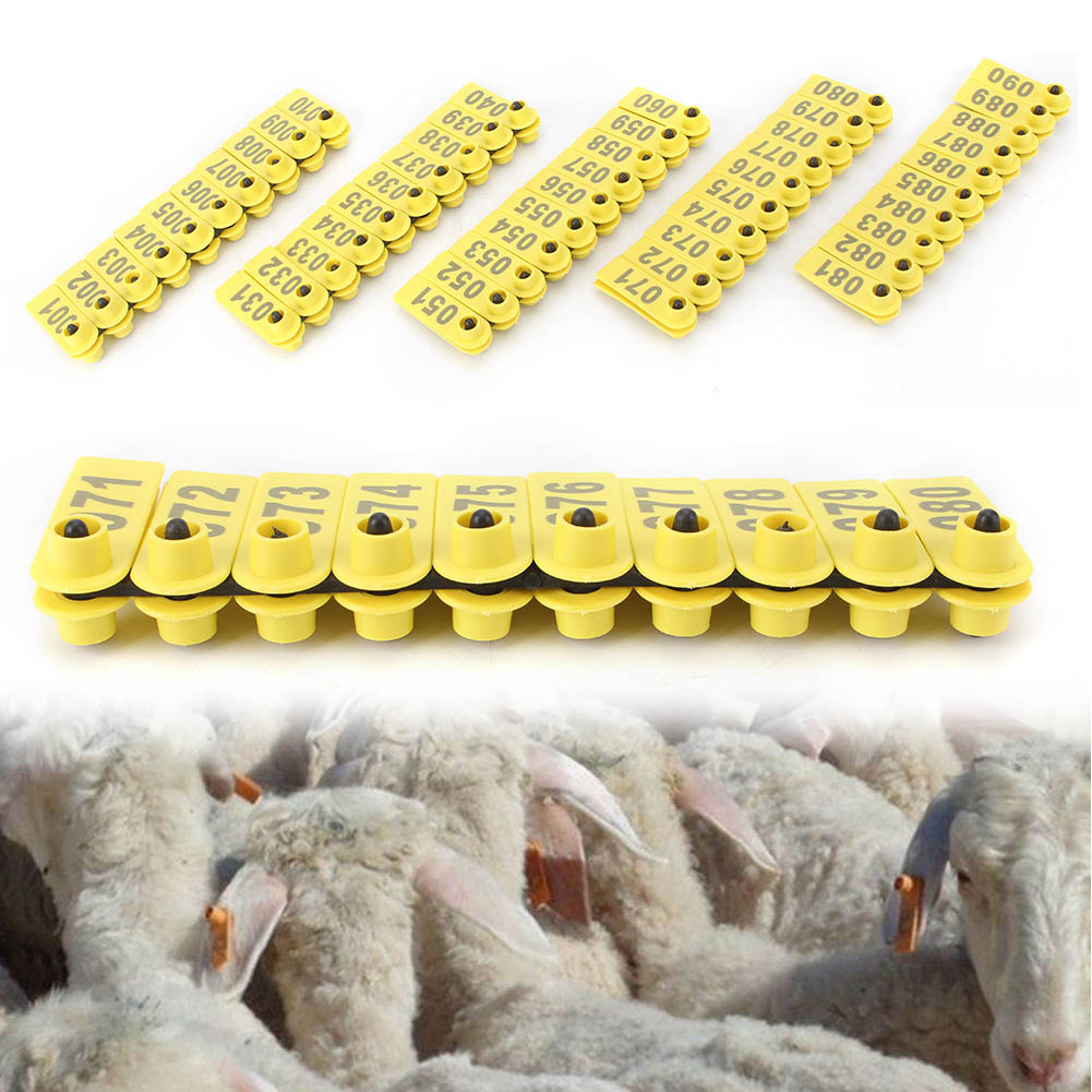 100 Pc Sheep Goat Pig Cattle Cow Livestock Animals Ear Number Tag 001-100 Set