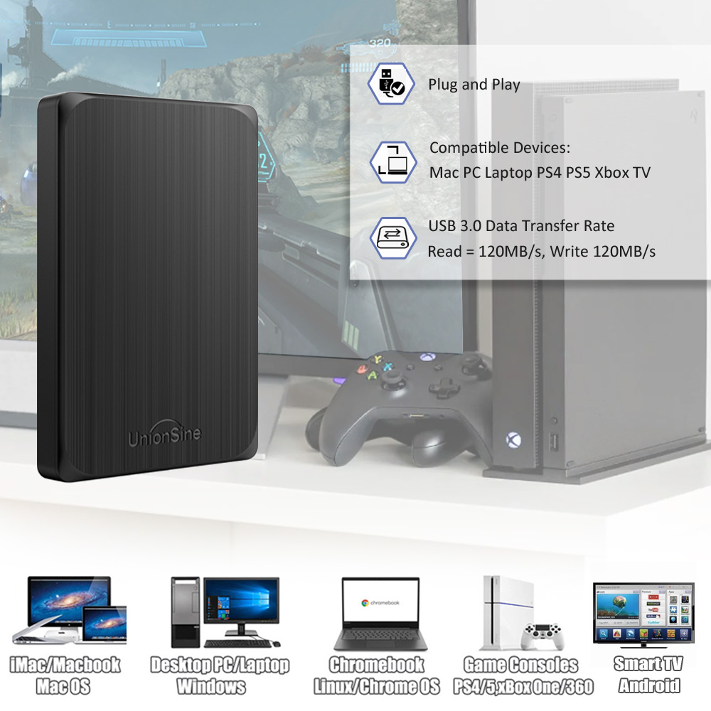 UnionSine USB 3.0 External Hard Drive 500GB 1TB 2TB 2.5