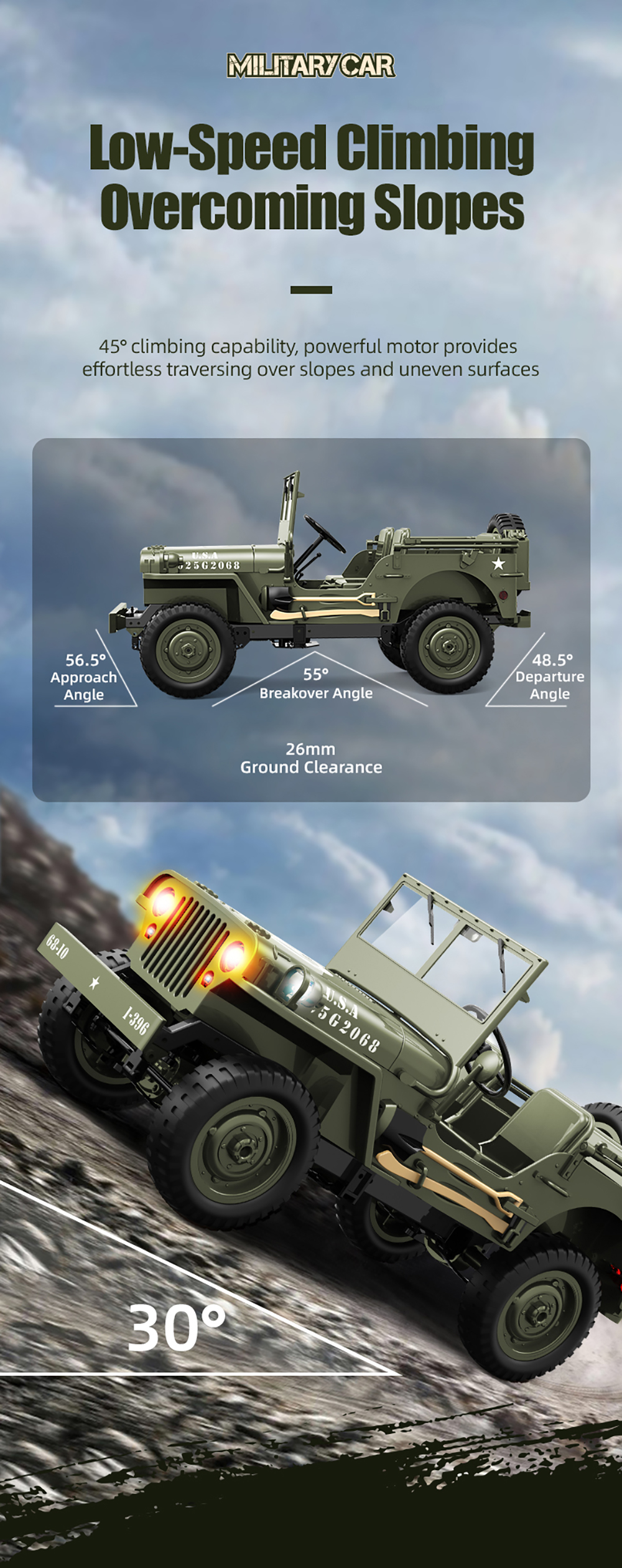 JJRC C8815 4WD RC Jeep 2.4G Off Road 50M Light Remote Controler