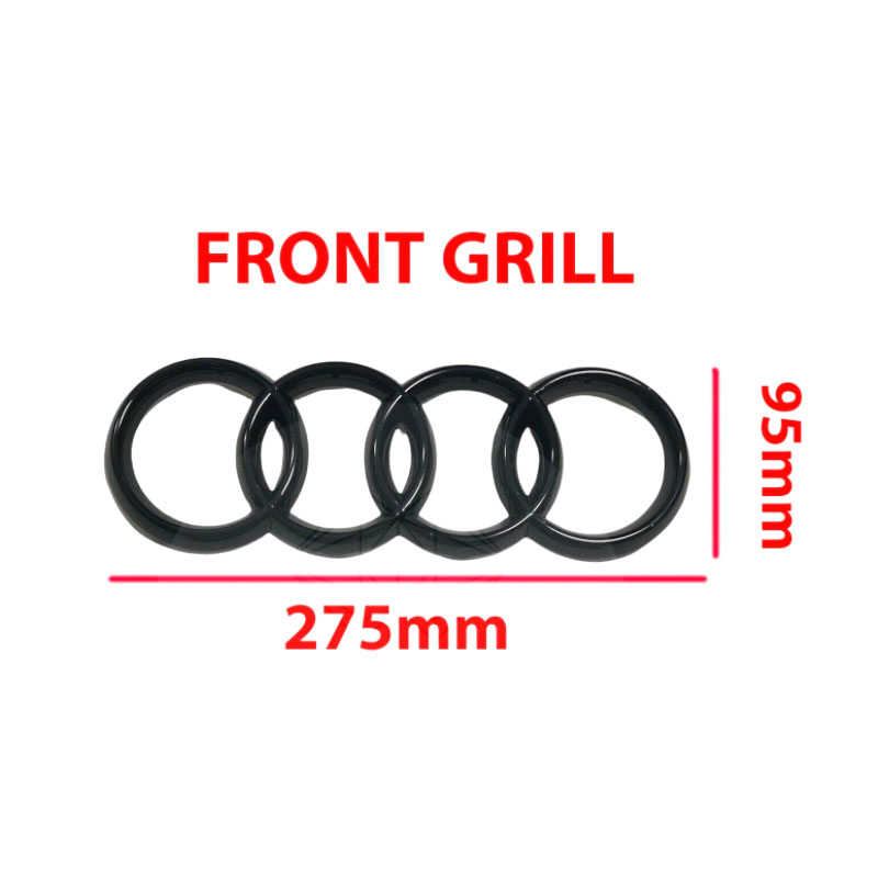 LOGO AUDI DE CALANDRE AVANT NOIR BRILLANT POUR AUDI - 275 MM X 94 MM -  ORIGINE AUDI