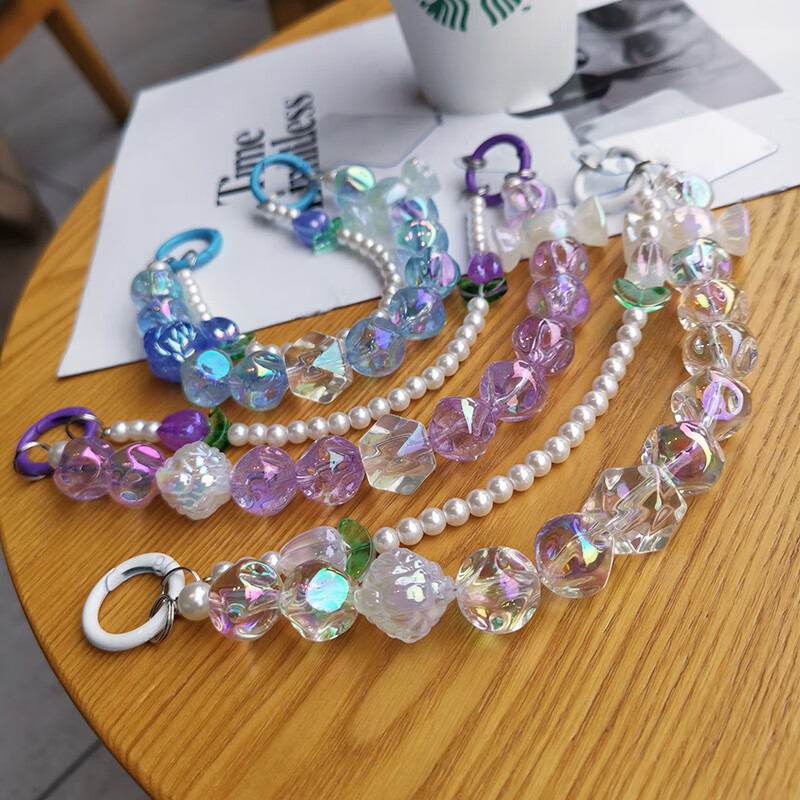 For iPhone 17 16 Pro Max Rope Phone Case Chain Bling Pearl Beads