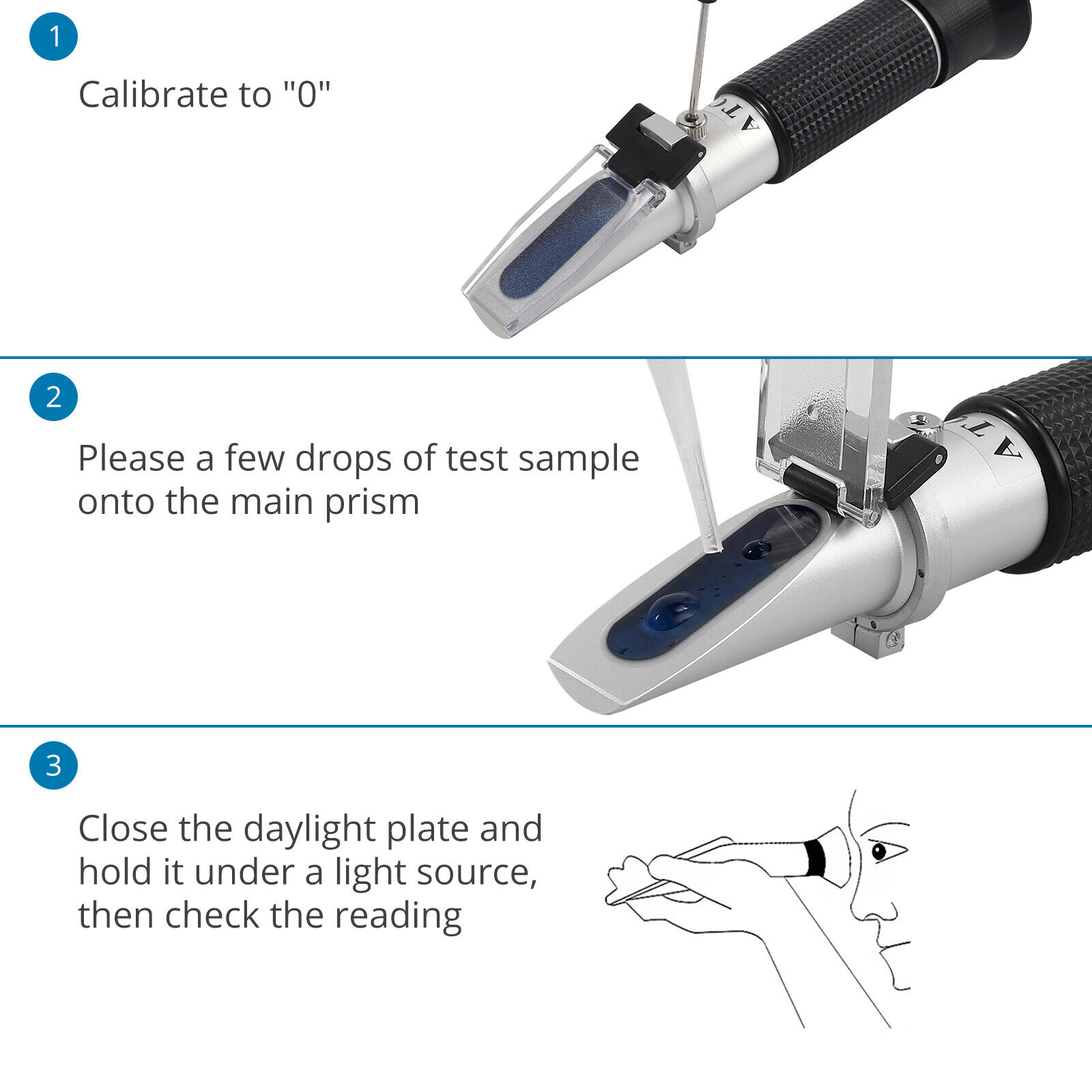Hand Held Refractometer Honey Sugar 0-90% Brix Refractometers Accurate