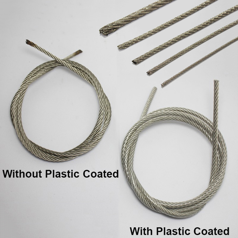 0.86mm 304 Stainless Steel Wire Rope Cable 7x7 7x19 Flexible PVC