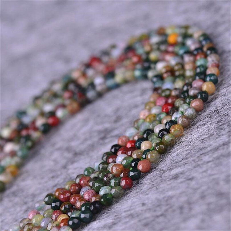 4mm Natural Colorful Indian Agate Gemstone Round Loose Beads 15"