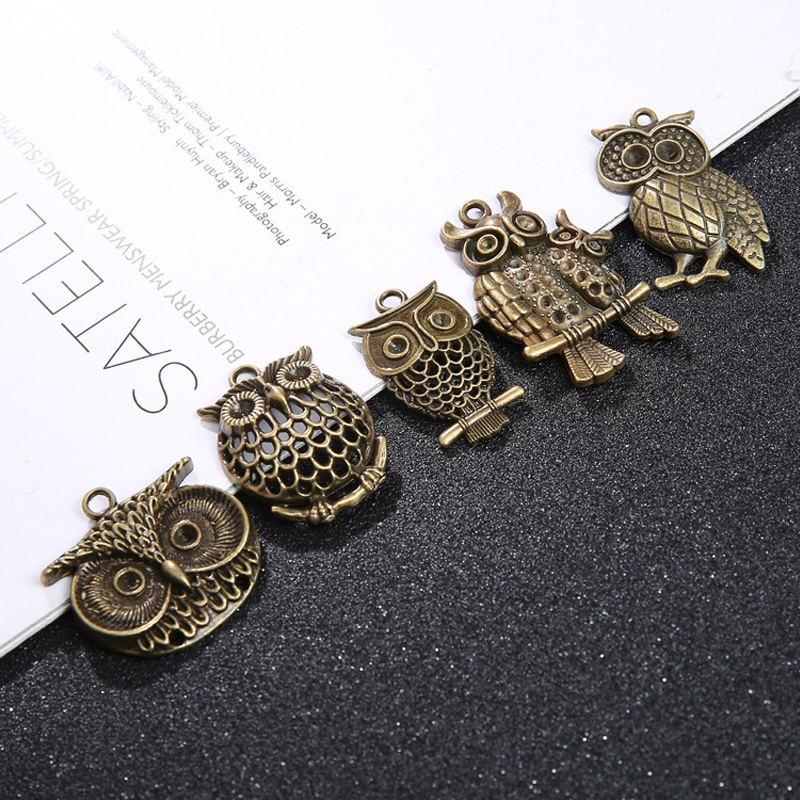 20pcs Mix Vintage Owl Pendants Necklace Bead Jewelry Ethnic Style Craft Make DIY
