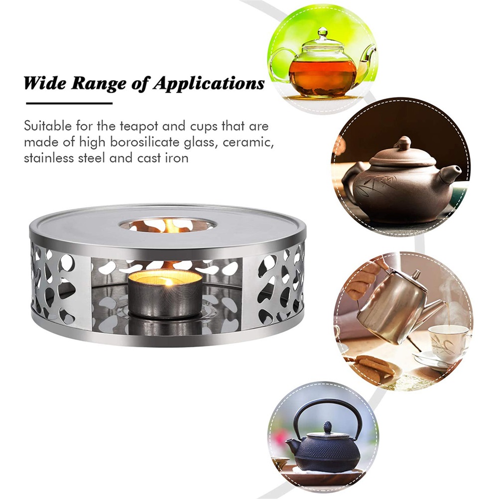 Tealight Warmer for Borosilicate Glass Teapots Coffee Tealight Heater Stainless Steel Teapot Warmer Candle Base Hollow Frame Design Candle Holder