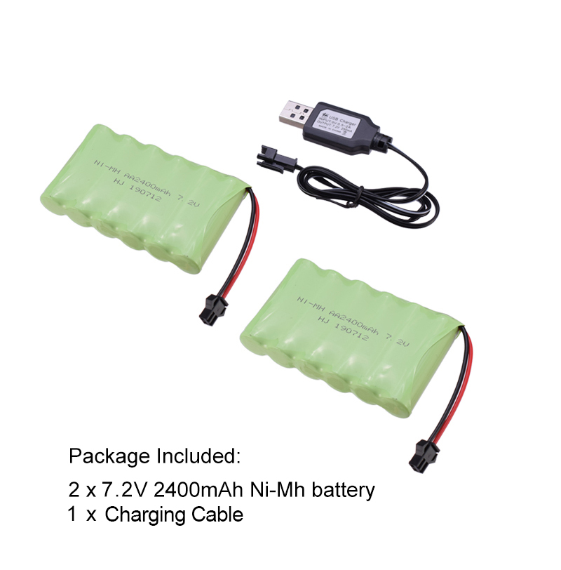 Rechargeable Ni-Mh Battery AA X 4 2400mAh 4.8V SM-2P Plug for RC Toy Household Electric Appliances Lighting Equipment with Charging USB Cable