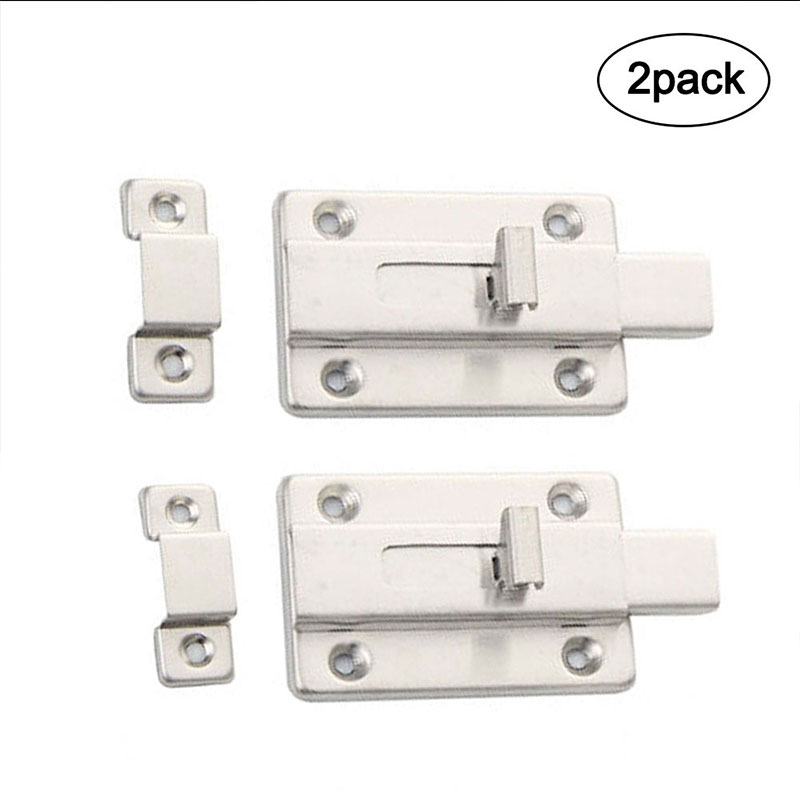 2pcs Stainless Steel Door Slide Bolt Lock Safety Door Latches