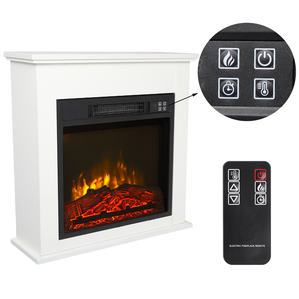 18" Contemporary Electric Fireplace Wall Mounted Wooden White W/ Remote