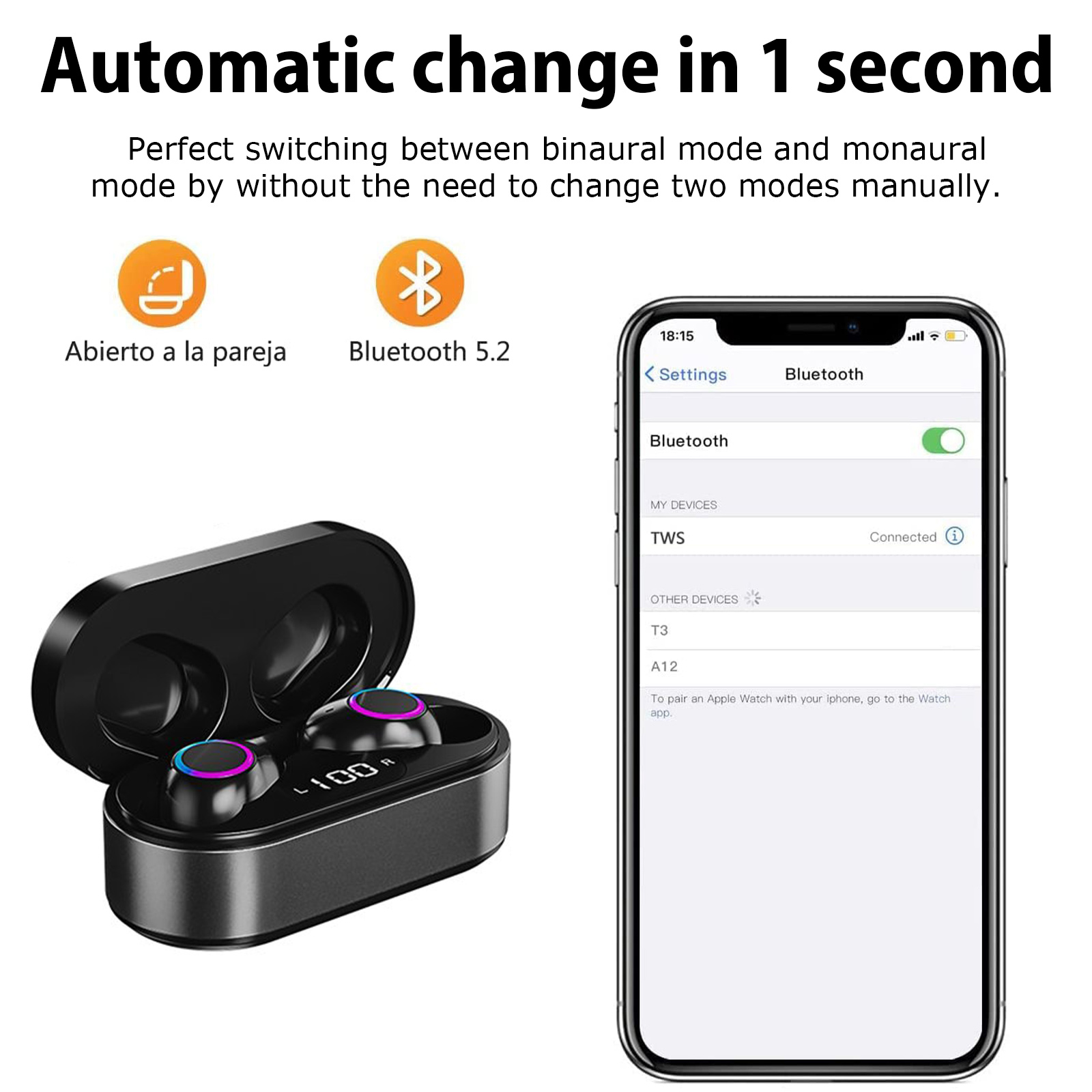 TWS Wireless Bluetooth Headphones Earphones Earbuds in-ear For iPhone Samsung