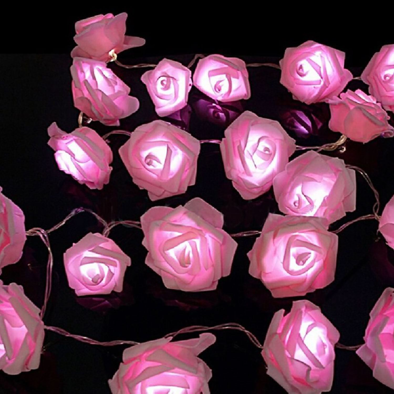 Details About 20 Pink Led String Rose Flower Fairy Lights Indoor Christmas Xmas Party Bedroom
