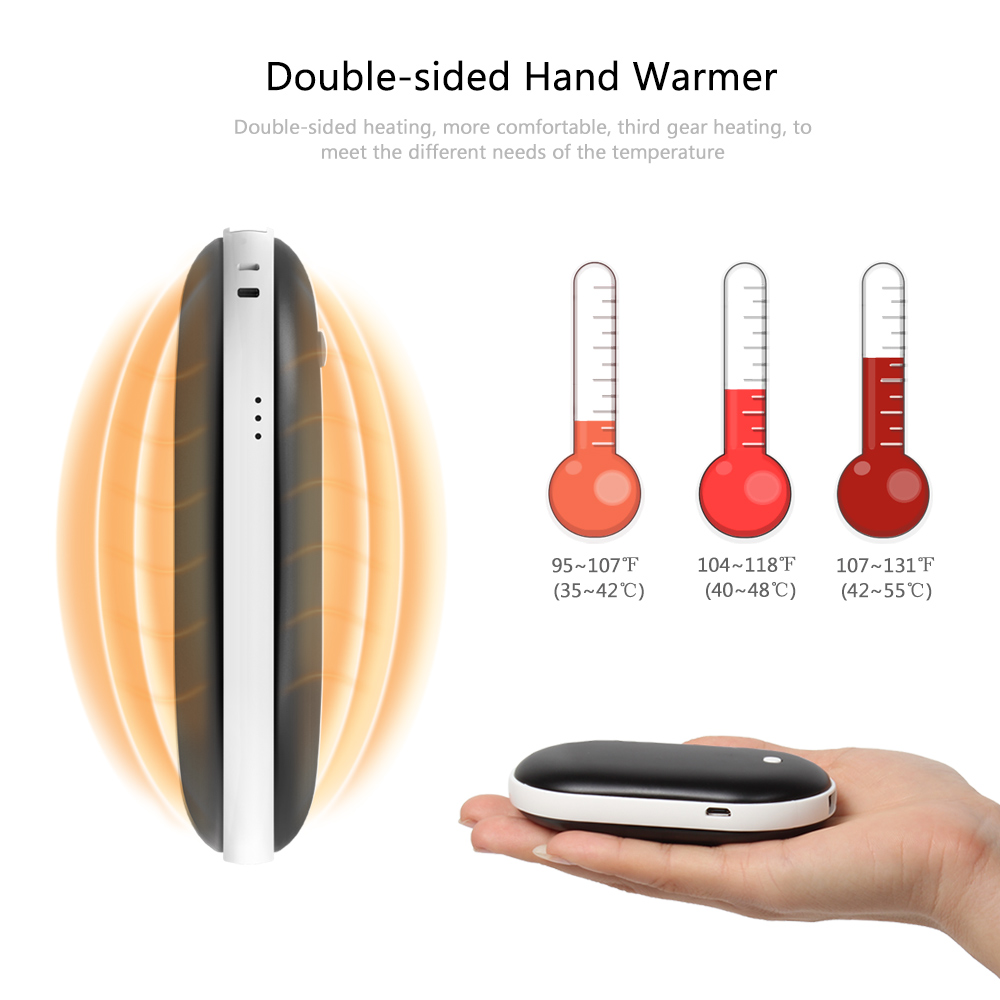 5200mAh Back Battery Hand Warmer DoubleSide Pebbles Power Bank