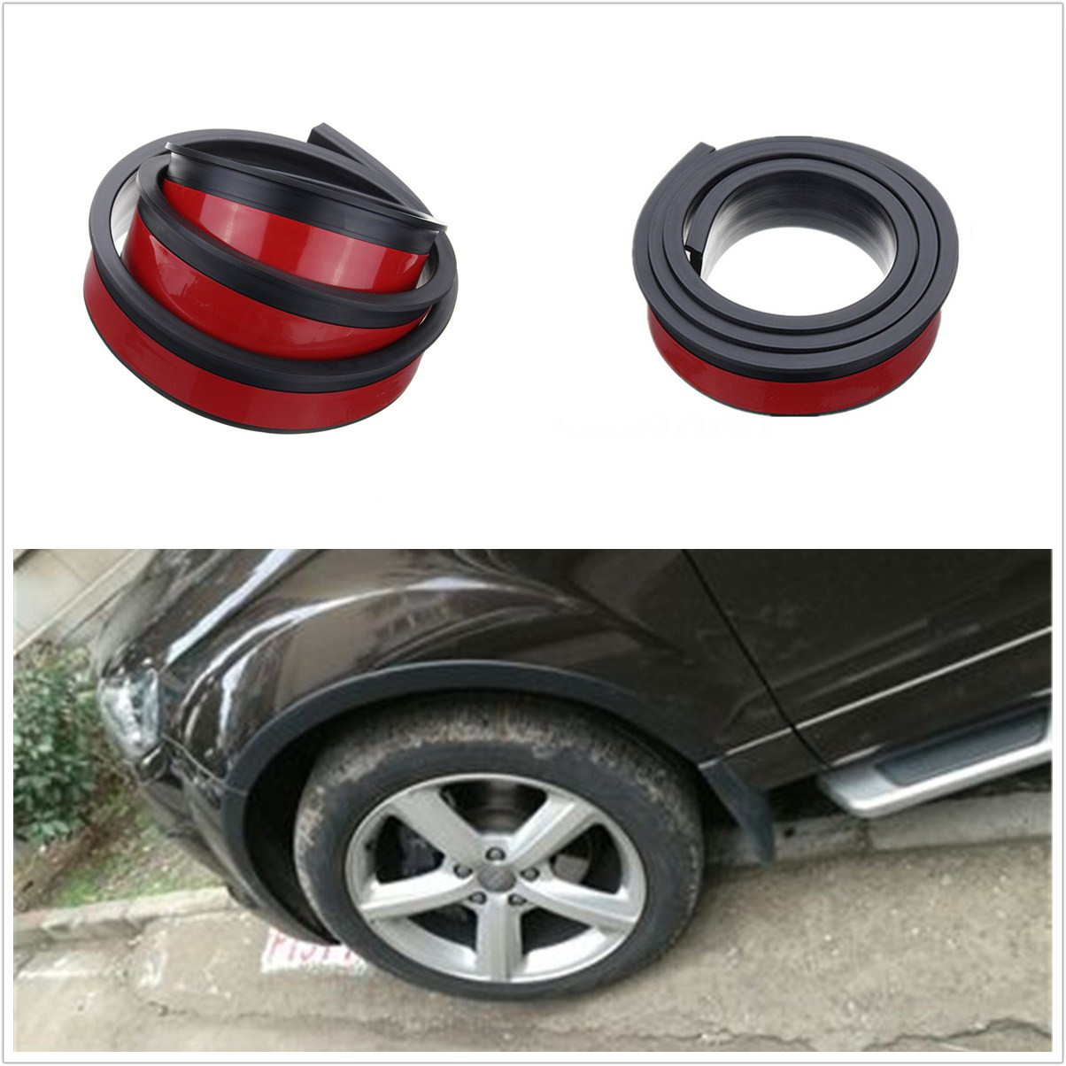 2 Pcs 3.8cm/1.5M Car Fender Flare Extension Wheel Eyebrow Rubber