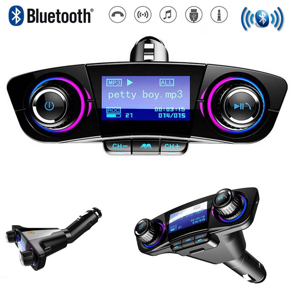 Fm Transmitter Aux Modulator Bluetooth Handsfree Car Kit Audio Mp3 Music Player Ebay