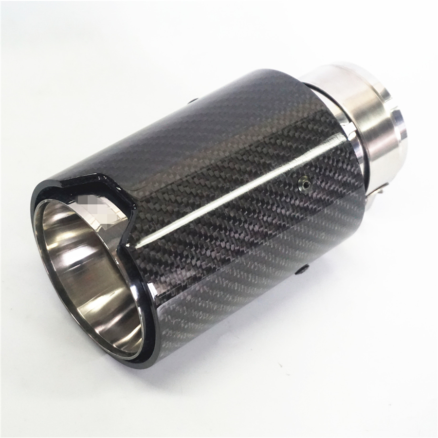 1 Pcs Glossy Black Real Carbon Fiber Car Exhaust Tip Pipe 2.5inch ID