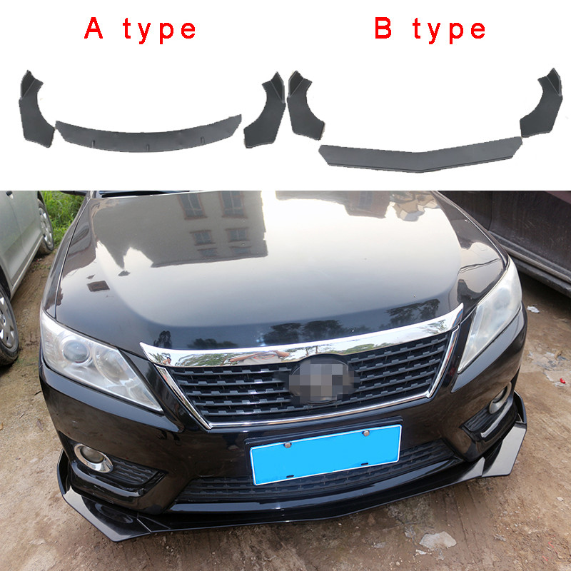 KKmoon 4 Pieces Car FrontFront Bumper Lip Body Kit ABS Bumper Lip Chin Spoiler Splitter Universal 