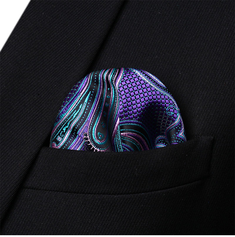 HP923M Red Green Paisley Men Silk Party Handkerchief Pocket Square Hanky