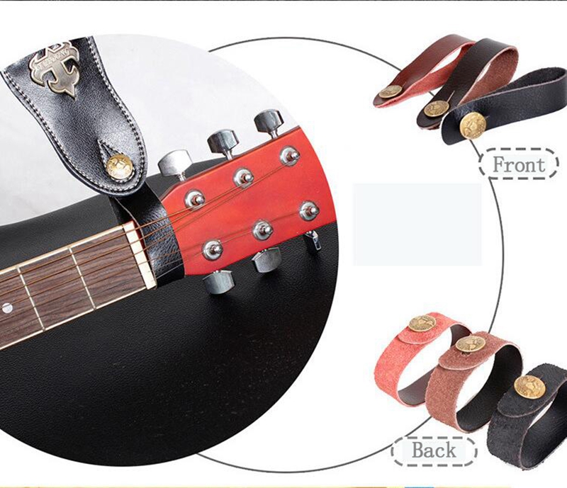 Pack of 3 Real Leather Strap Hook w/ Button for Accoustic Classical
