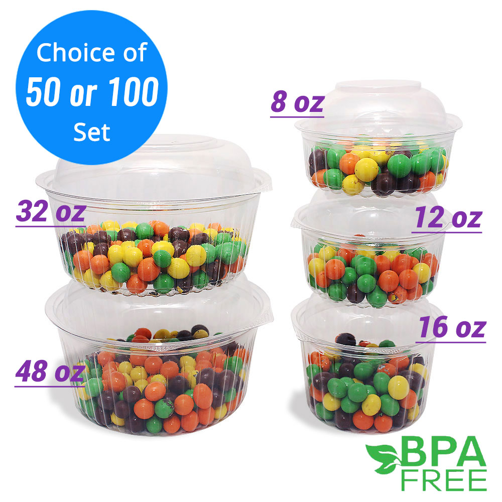 Details About 8oz 12oz 16oz 32oz 48oz Round Deli Food Soup Container Cups W Lids Bpa Free