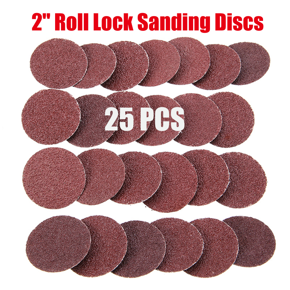 50x 2 Mix 24 36 60 80 120 Grit Roll Lock Sanding Discs R Type Roloc Pad Tools Workshop Equipment Power Tools