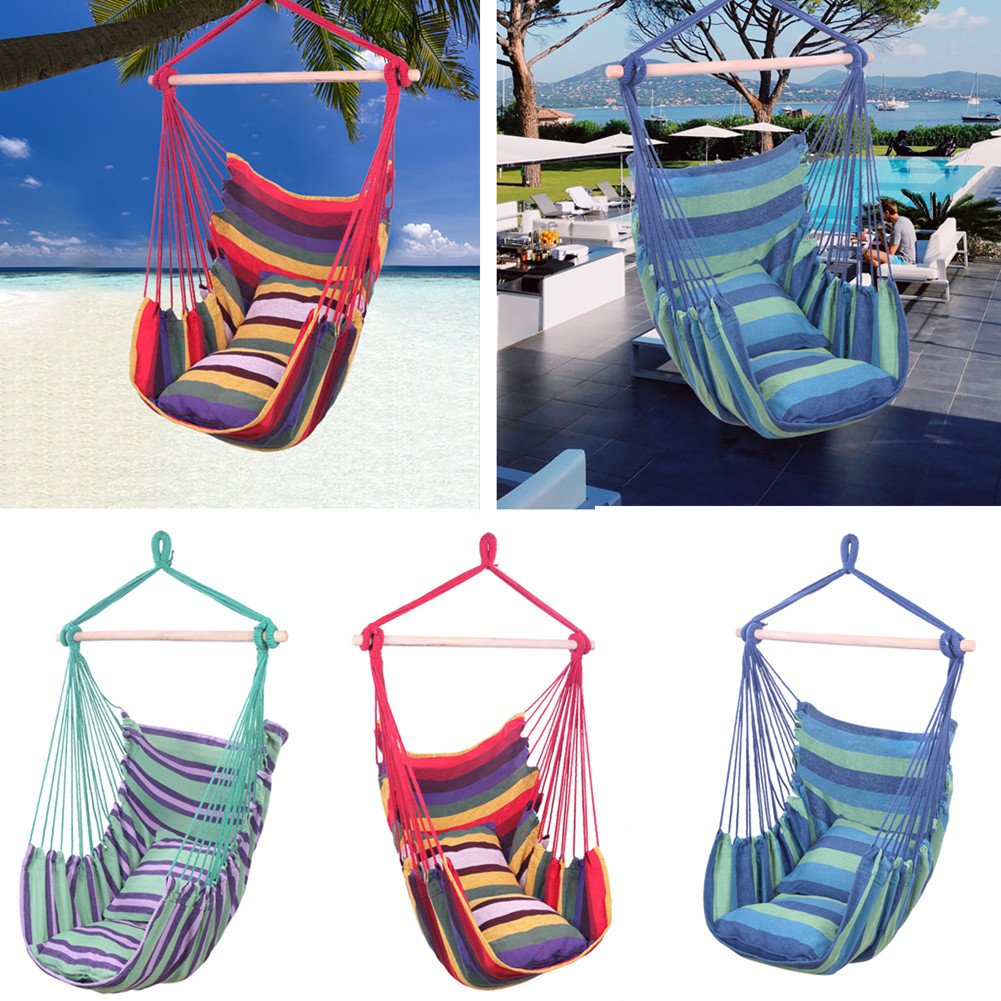 Details About Relax Hammock Hanging Rope Chair Porch Swing Seat Camping Garden Beach Patio