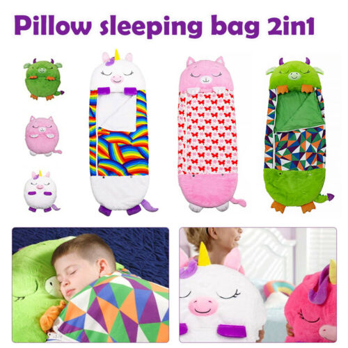 Happy Nappers Sleeping Bag Kids Boys Girls Play Pillow Unicorn Dog Dragon Cat UK