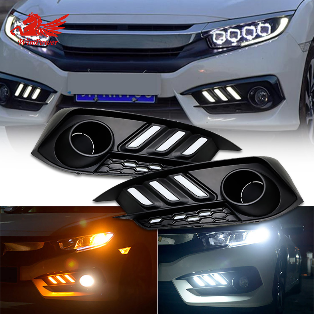 For 20162018 Honda Civic DRL 10th Gen Sedan LED Daytime Running light