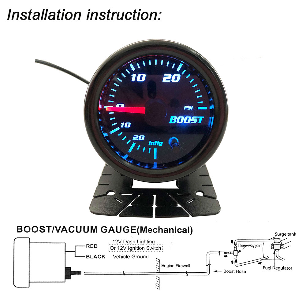 Boost Vacuum Gauge 52mm Turbo Boost Gauge 0-30 PSI With 7 Color Options - Mechanical Turbo Meter For Custom Car Interiors 0-30 PSI Turbo Meter - Foto 5