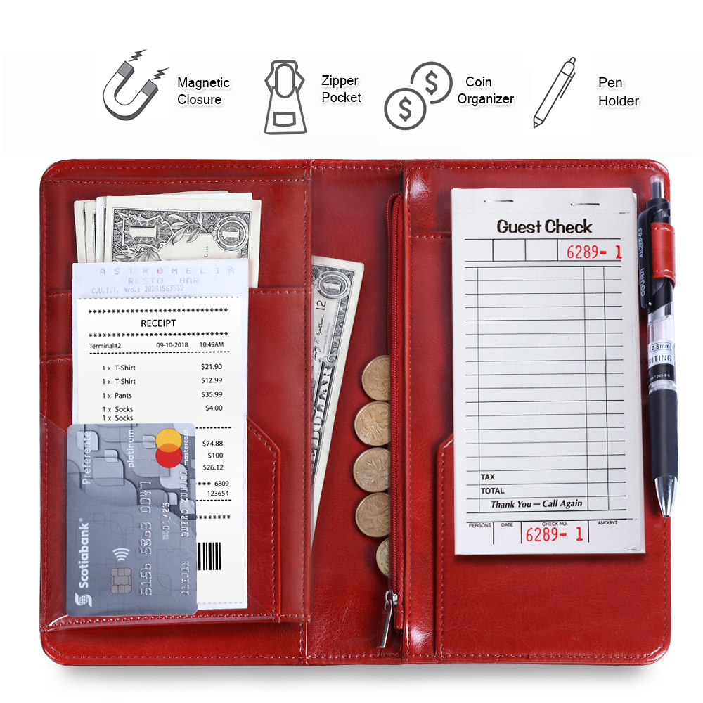WAITER WAITRESS SERVER BOOK ORGANIZER WALLET THE MOBILE OFFICE w// GUEST CHECK