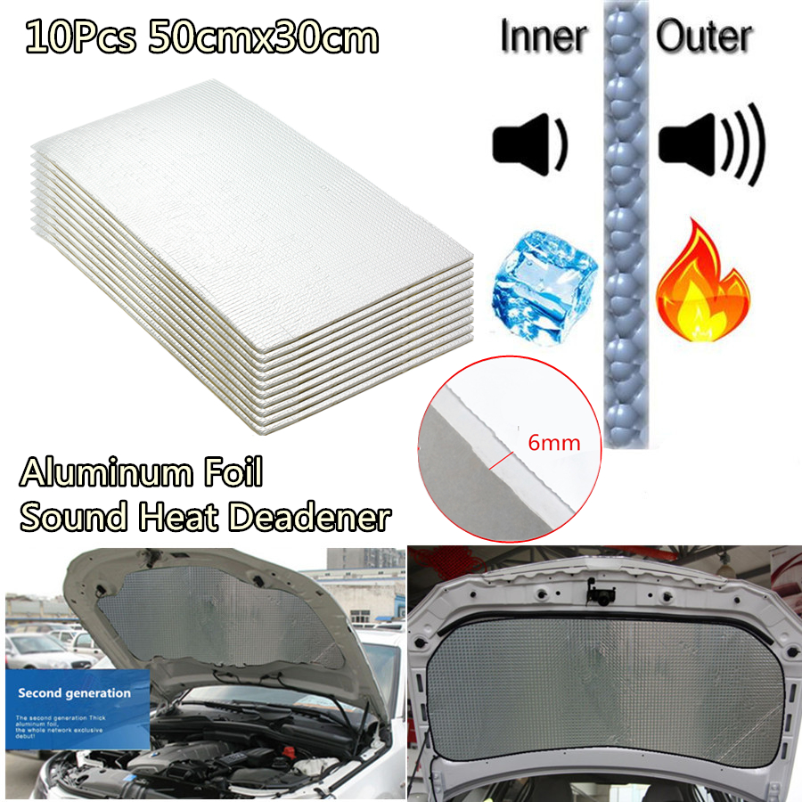 10x Car 6mm Thickness PE&Aluminum Sound Deadener Heat Insulation Sheets 30*50cm