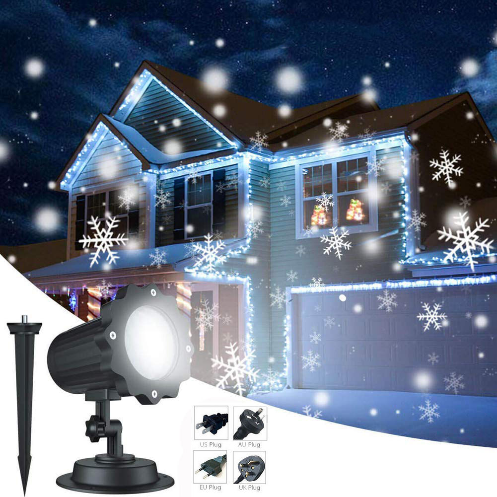 Outdoor Snowflake LED Stage Light Moving Snow Laser Projector Garden Stage Lamp