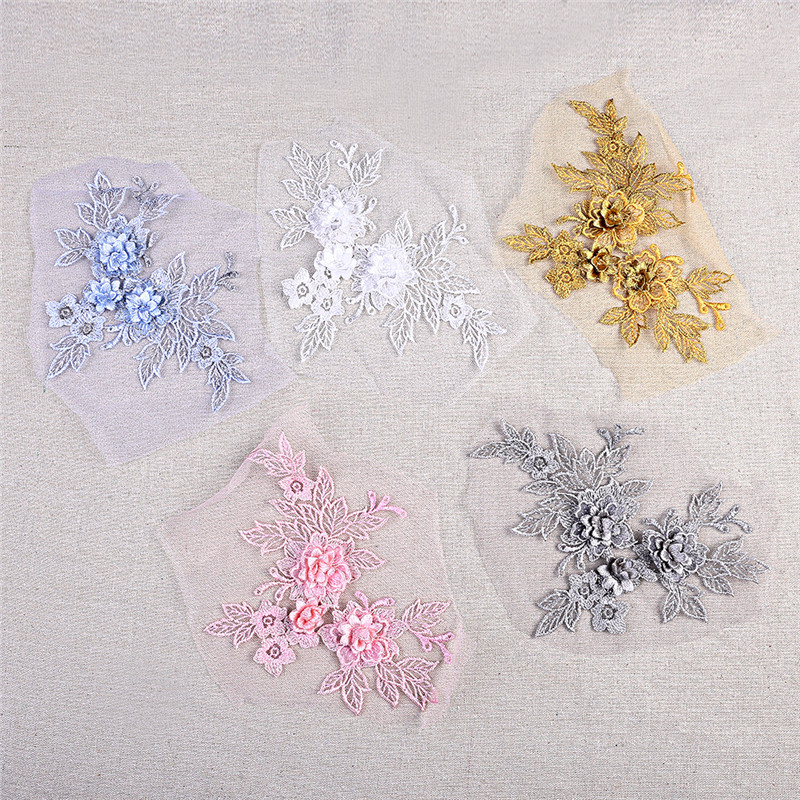 1x 3D Bestickt Lace Blumen Kleidung Deko Patch Aufnäher Chic Elegant Mehrfarbig