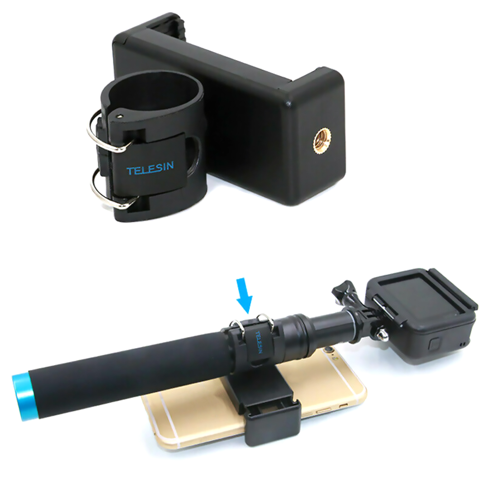 Selfie Stick DIGI-LINK Per GoPro Hero 1/2/3, Monopiede In Alluminio Estensibile 22-110cm
