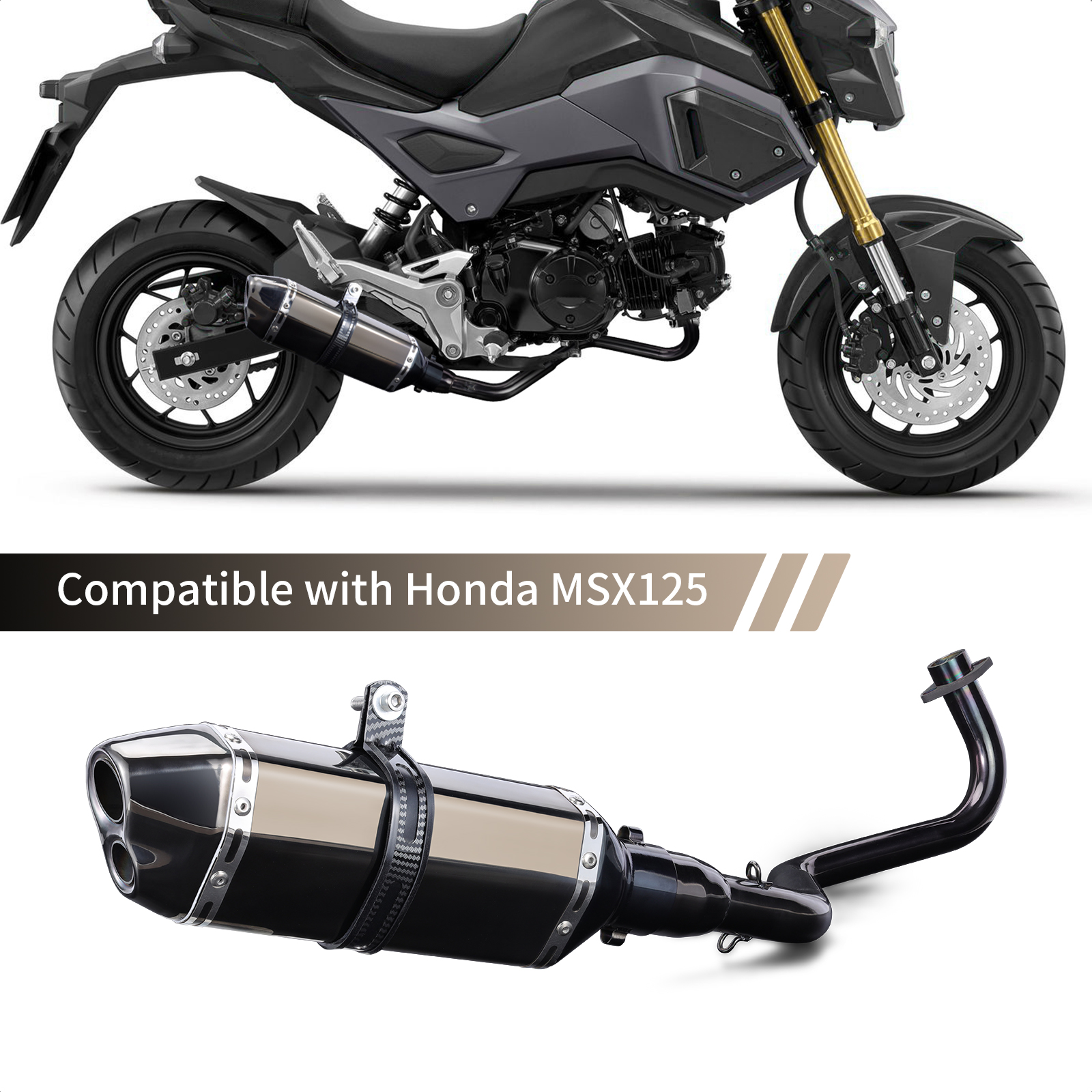 0507B： BB EXHAUST SYSTEM HONDA GROM MSX Full Motorcycle Low Mount Exhaust System Kit For Honda Grom